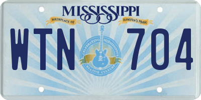 MS license plate WTN704