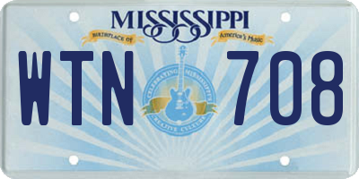 MS license plate WTN708