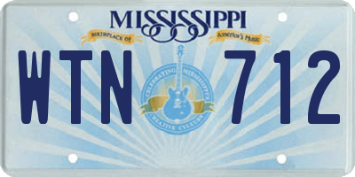 MS license plate WTN712