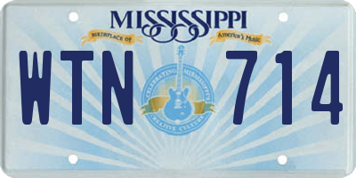 MS license plate WTN714