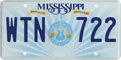 MS license plate WTN722