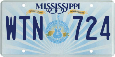 MS license plate WTN724