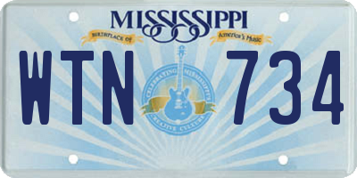 MS license plate WTN734