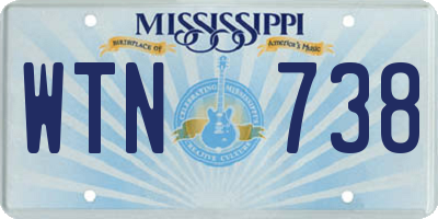 MS license plate WTN738