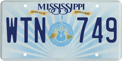 MS license plate WTN749