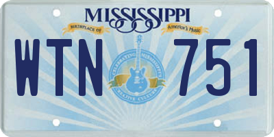MS license plate WTN751