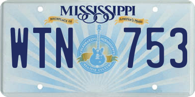 MS license plate WTN753