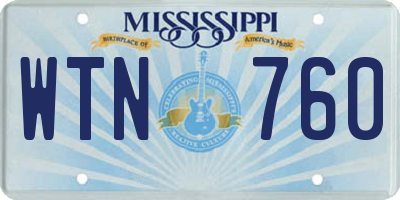 MS license plate WTN760