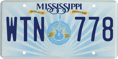 MS license plate WTN778