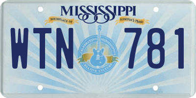 MS license plate WTN781