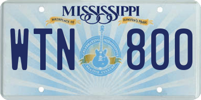 MS license plate WTN800