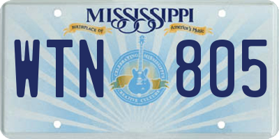 MS license plate WTN805