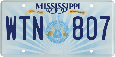MS license plate WTN807