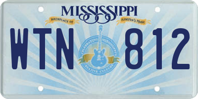 MS license plate WTN812