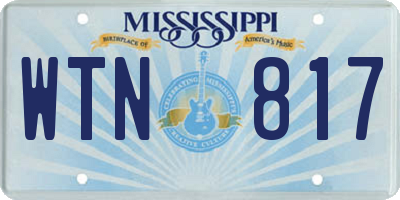 MS license plate WTN817