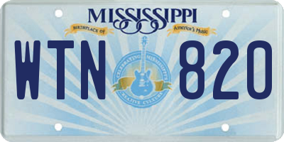 MS license plate WTN820