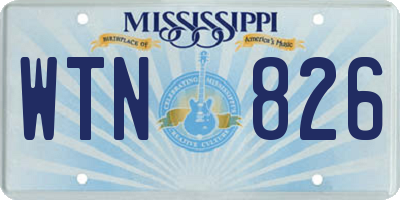 MS license plate WTN826