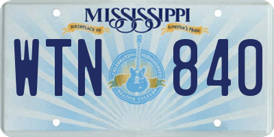 MS license plate WTN840
