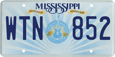 MS license plate WTN852