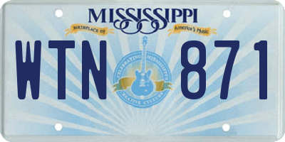 MS license plate WTN871