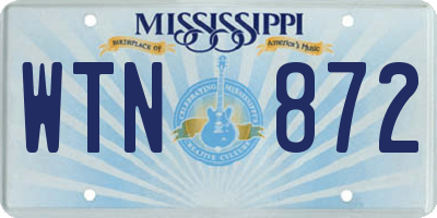 MS license plate WTN872