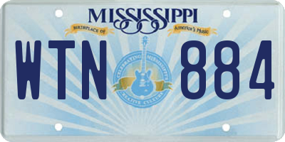 MS license plate WTN884