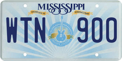 MS license plate WTN900