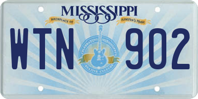 MS license plate WTN902