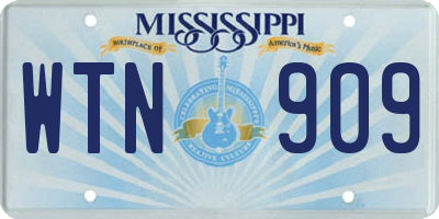 MS license plate WTN909