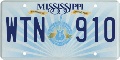 MS license plate WTN910