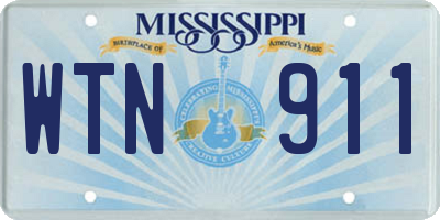 MS license plate WTN911