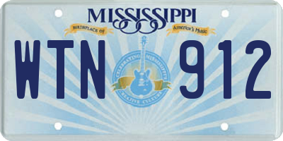 MS license plate WTN912