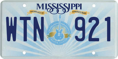 MS license plate WTN921