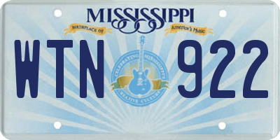 MS license plate WTN922