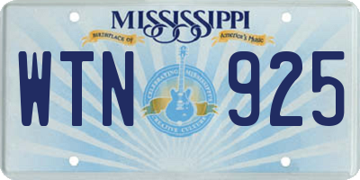 MS license plate WTN925