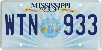 MS license plate WTN933