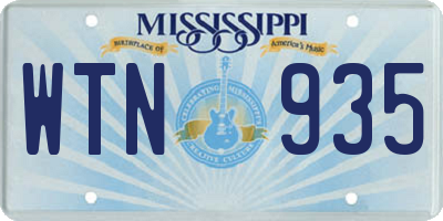 MS license plate WTN935