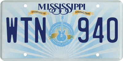 MS license plate WTN940