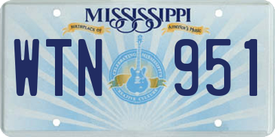 MS license plate WTN951