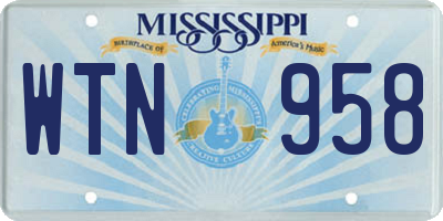 MS license plate WTN958