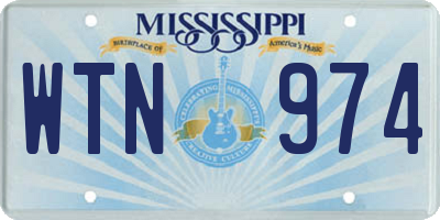 MS license plate WTN974