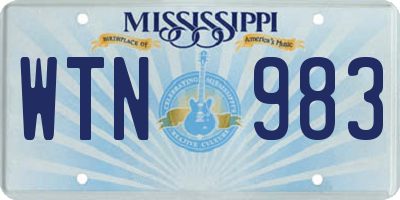 MS license plate WTN983