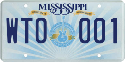 MS license plate WTO001