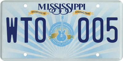 MS license plate WTO005