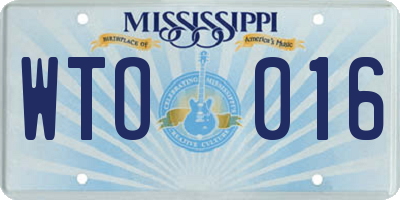 MS license plate WTO016