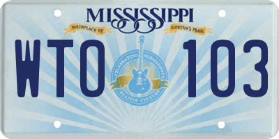 MS license plate WTO103
