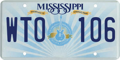 MS license plate WTO106