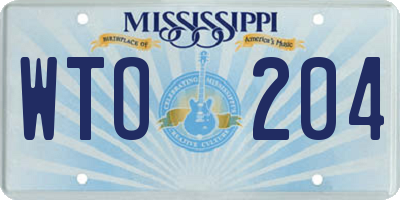 MS license plate WTO204