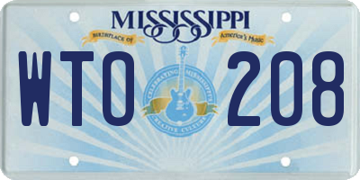 MS license plate WTO208