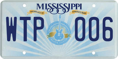 MS license plate WTP006